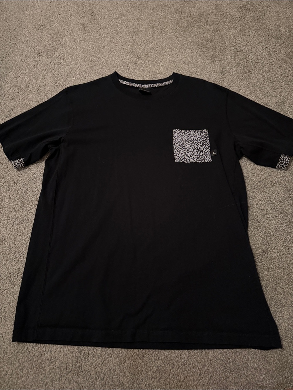 Jordan Men's Black Short Sleeve Tee with Patterned Pocket